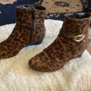 Leopard print booties